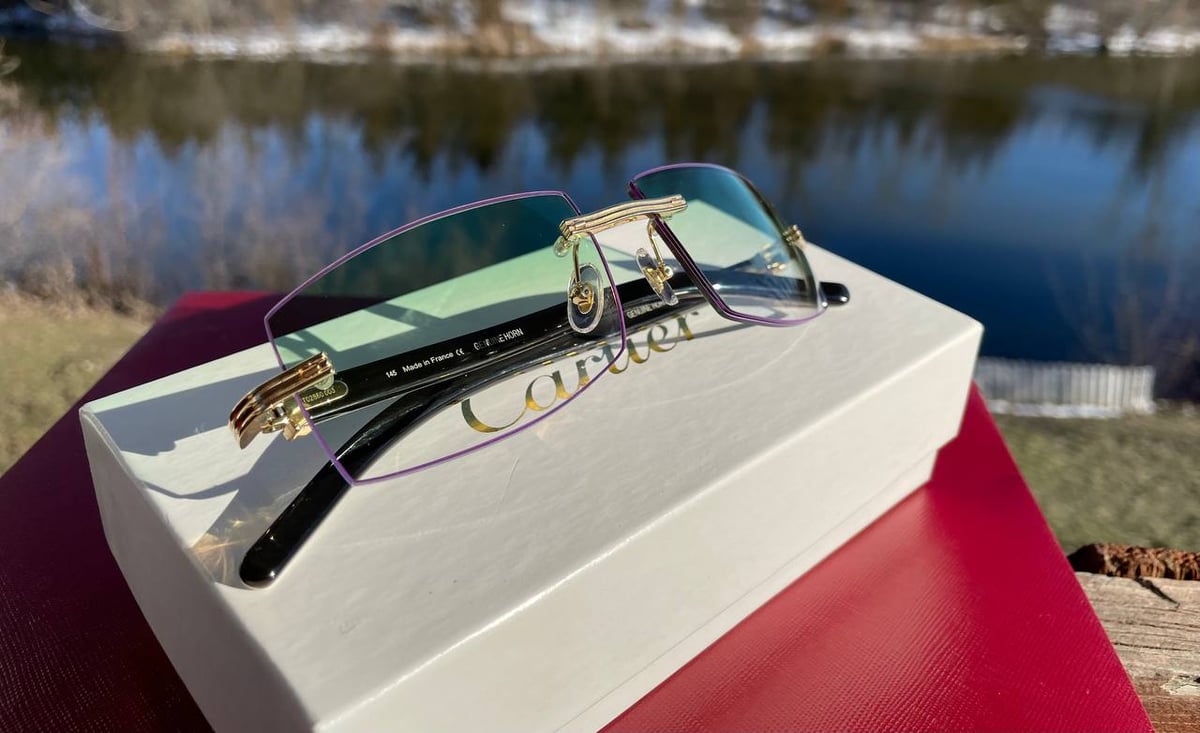 AUTHENTIC CARTIER CT0286O 003 - [MIXED HORN] CUSTOM AQUA/PURPLE